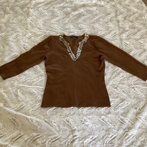 INC Beaded 3/4 Sleeve Top